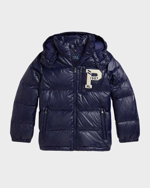 Boy's Hooded Down Jacket, Size S-X